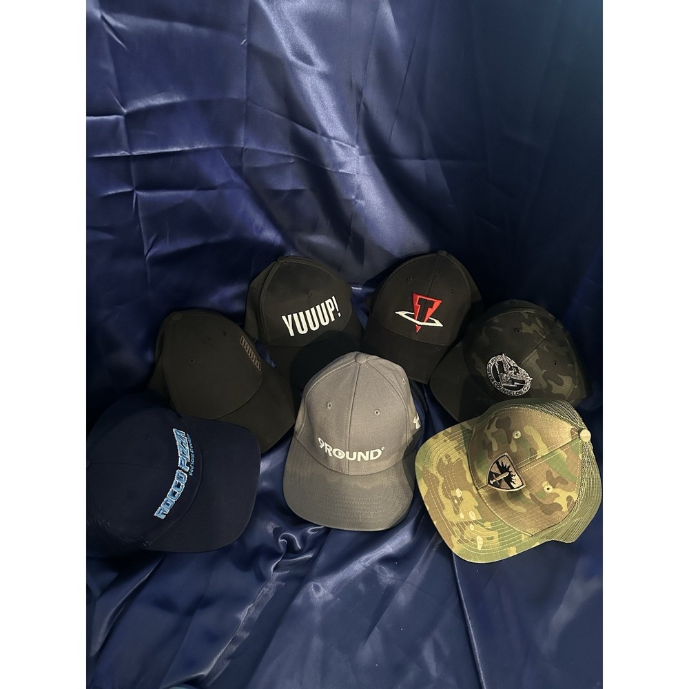 Lot Of 7! Adult Size Graphic Design Hats- Some New/some Used. Resellers Lot!